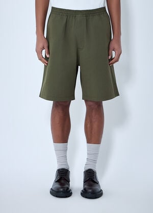 Prada Elastic Waist Cotton Shorts Green pra0163007