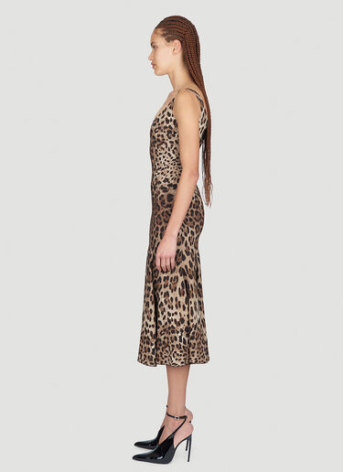 Dolce & Gabbana Leopard Print Midi Dress Brown dol0254001