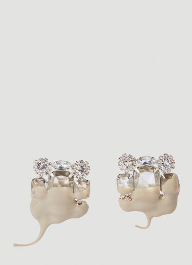 Ottolinger Square Crystal Dip Clip Earrings Cream ott0250023