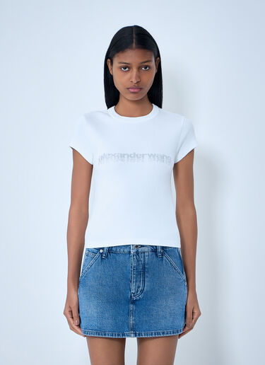 Alexander Wang Logo Motif Cotton Jersey T-Shirt White awg0263015