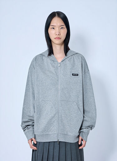 LN-CC® - Miu Miu: Zip Hoodie with Patch Detail - Grey Miu Miu Zip Hoodie with Patch Detail Grey miu0265007