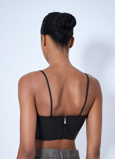 LN-CC® - Rick Owens: V-Neck Leather Crop Top - Black Rick Owens V-Neck Leather Crop Top Black ric0265015