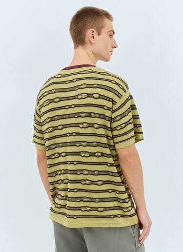 Brain Dead Embroidered Puckered Striped T-Shirt Green bra0158003