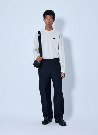 LN-CC® - Prada: Canvas Logo-Plaque Trousers - Black Prada Canvas Logo-Plaque Trousers Black pra0166205