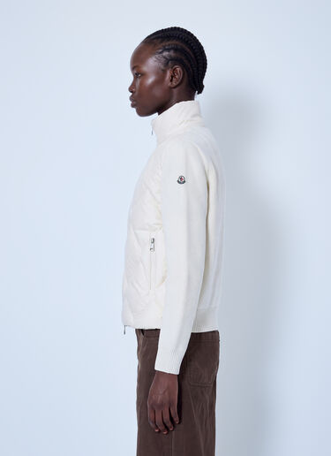 LN-CC® - Moncler: Wool & Cashmere Padded Zip-Up Cardigan - White Moncler Wool & Cashmere Padded Zip-Up Cardigan White mon0266005