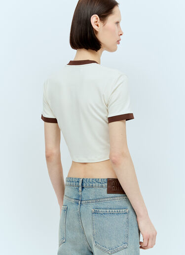 Logo Print Cropped T-Shirt Miu Miu Logo Print Cropped T-Shirt Cream miu0256080