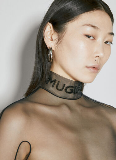 Mugler 高领徽标连体衣 黑 mug0254009