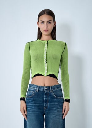 Chopova Lowena Fishnet Cardigan Yellow cho0262007
