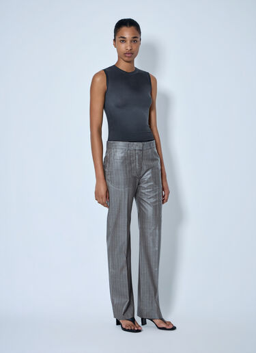 LN-CC® - Acne Studios: Coated Pinstripe Trousers - Grey Acne Studios Coated Pinstripe Trousers Grey acn0264043