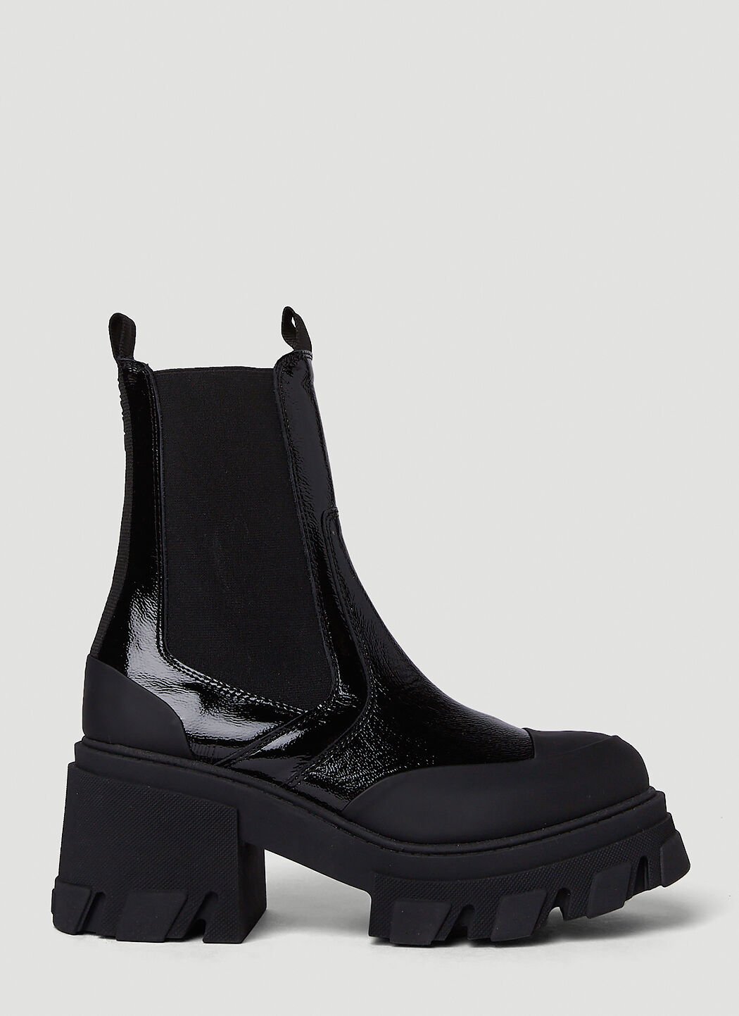 GANNI Cleated Heeled Mid Chelsea Boots in Black LN CC