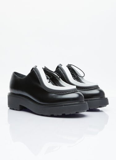 Prada Brushed Leather Lace-Up Shoes Black pra0254051