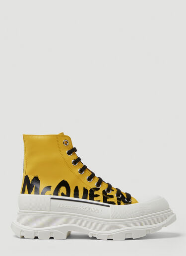 Alexander McQueen Graffiti Print Tread Slick Boots Yellow amq0249043