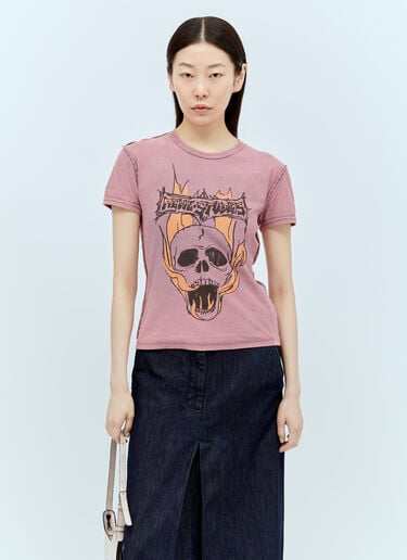 Acne Studios 그래픽 프린트 티셔츠 핑크 acn0256038