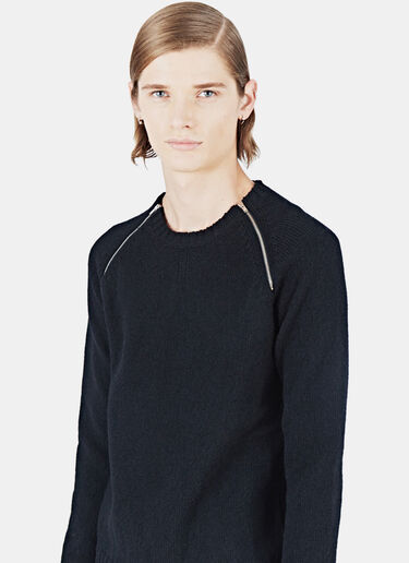 Saint Laurent Zipped Knit Sweater Black sla0122031