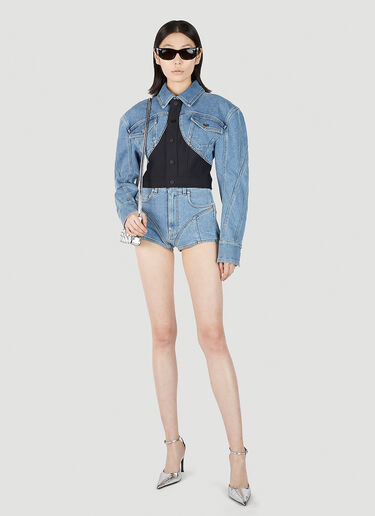 Mugler Corset Panel Denim Jacket Blue mug0251003