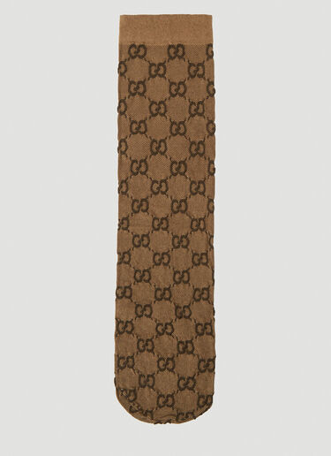 Gucci Jacquard-Knit Socks Brown guc0239048
