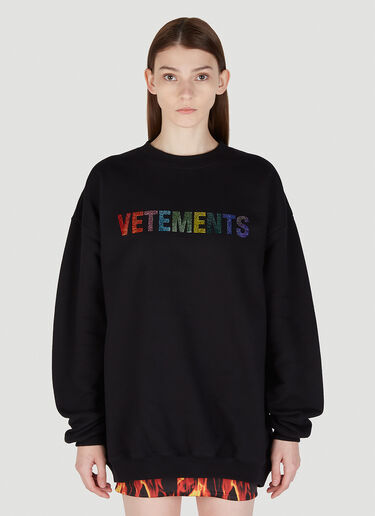 VETEMENTS レインボークリスタルスウェットシャツ ブラック vet0247006