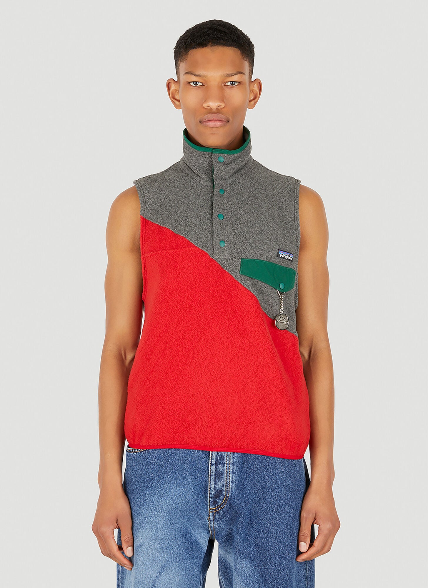 (d)ivision (di)construct Fleece Split Sleeveless Top In Red