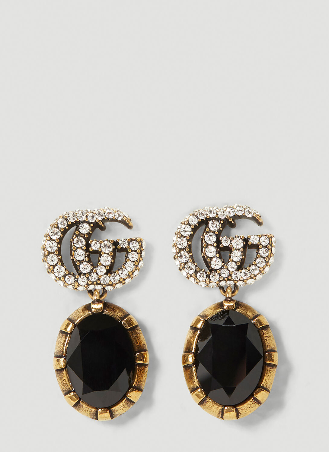 Gucci Gg Crystal-embellished Earrings In Black