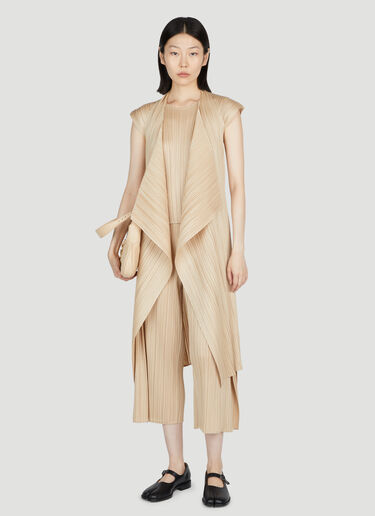 Pleats Please Issey Miyake Cropped Flared Plissé Pants Beige plp0253026