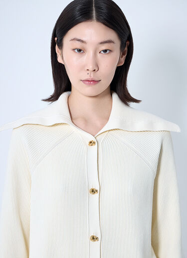 Bottega Veneta Cotton Ribbed Cardigan Chalk bov0260007
