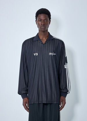 Y-3 Pinstripe Long Sleeve Polo Shirt Black yyy0364042