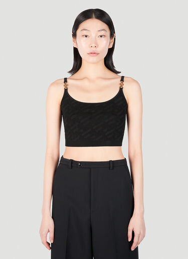 Versace Logo Plaque Crop Top Black vrs0251015