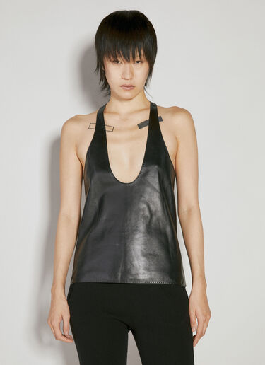 Saint Laurent Leather Tank Top Black sla0254022