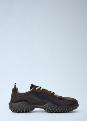 Miu Miu Bubble Technical Fabric And Suede Sneakers Brown miu0266057