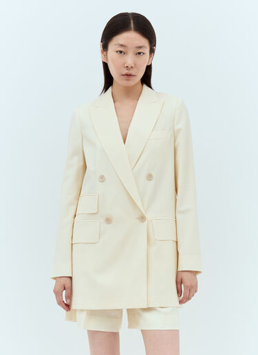 Max Mara Wool Double-Breasted Blazer Cream max0257015