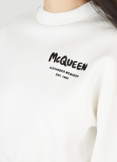 Alexander McQueen Cropped Logo Sweatshirt White amq0247025