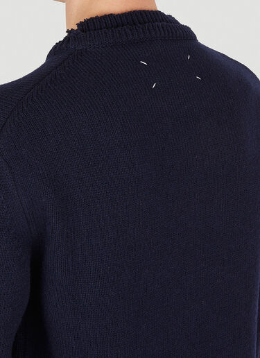 Maison Margiela Distressed Knit Sweater Blue mla0149032
