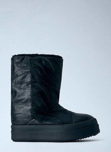 LN-CC® - Rick Owens: Fringed Mega Bumper Lunar Boots - Black Rick Owens Fringed Mega Bumper Lunar Boots Black ric0165018