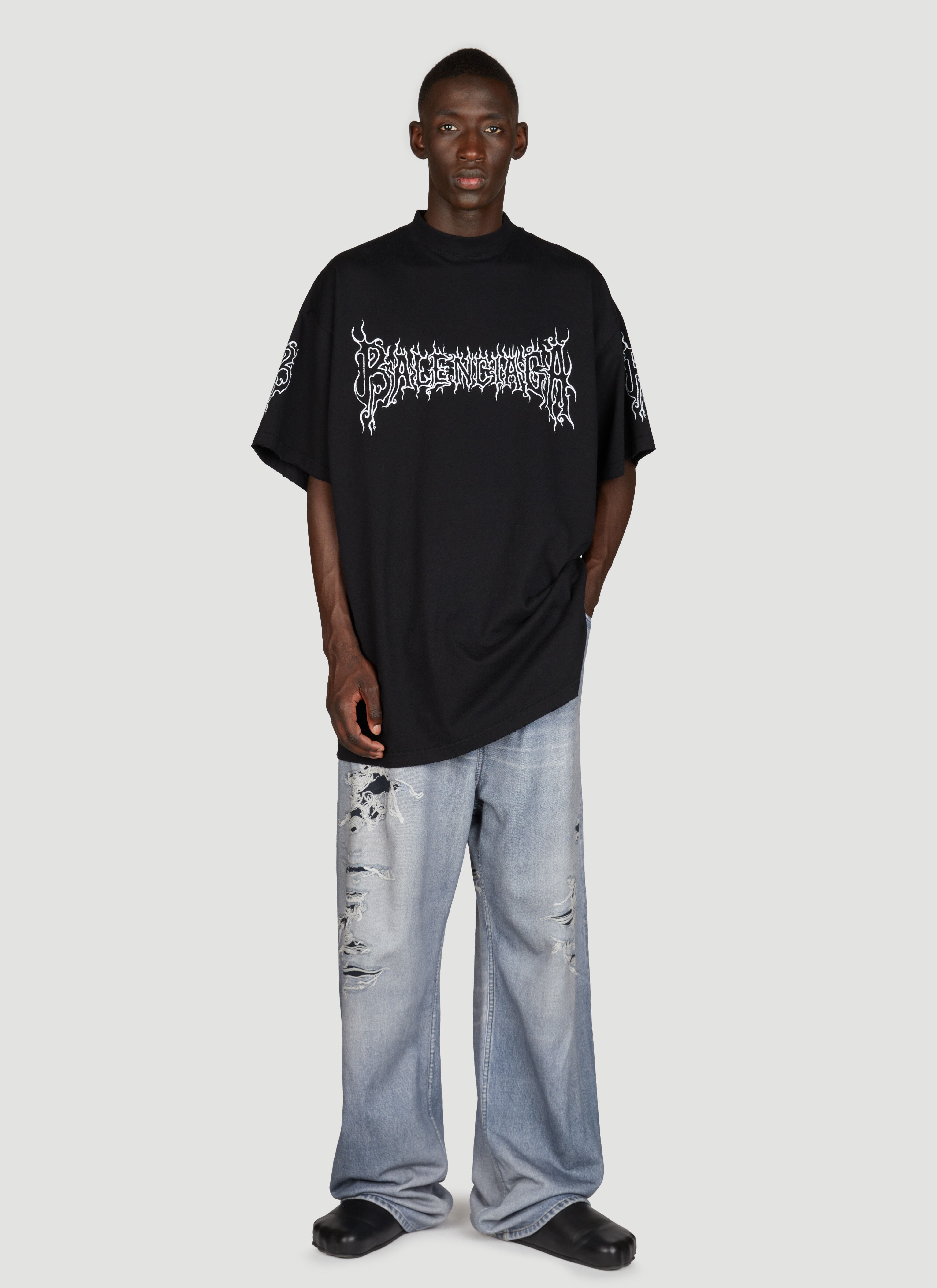 希少カラー♪【国内発送★BALENCIAGA】DARKWAVE Tシャツ Balenciaga Darkwave Cotton T-shirt | Black | FARFETCH