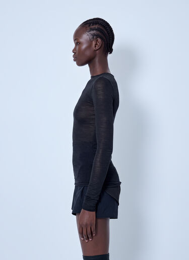 LN-CC® - Rick Owens: Long Sleeve Wool Silk Tee - Black Rick Owens Long Sleeve Wool Silk Tee Black ric0266009