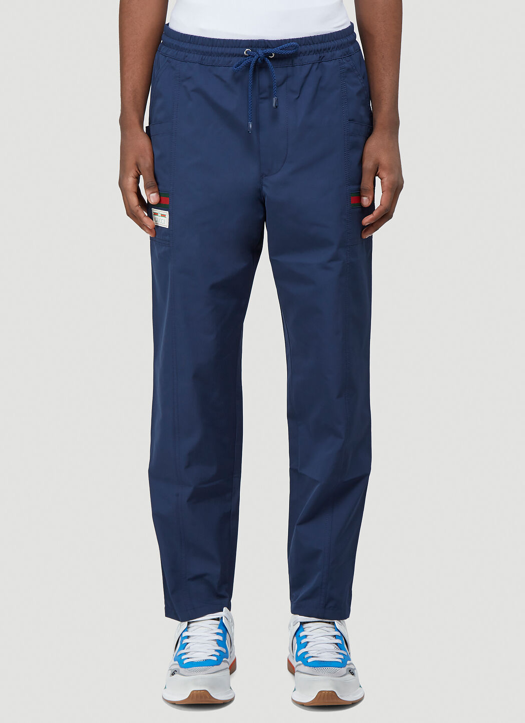 Gucci Web Trimmed Track Pants in Blue LN CC