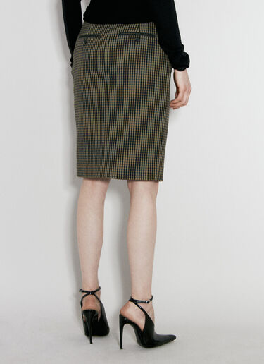 Saint Laurent 羊毛混纺格纹中长半身裙  米色 sla0254125