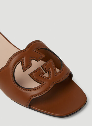 Interlocking G Cut-Out Sandals Gucci Interlocking G Cut-Out Sandals Brown guc0250114