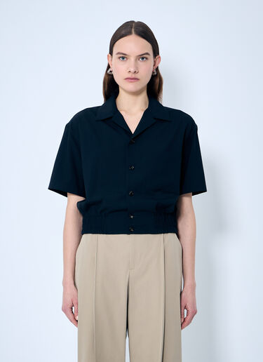 Bottega Veneta Wool Camp Collar Shirt Blue bov0259001