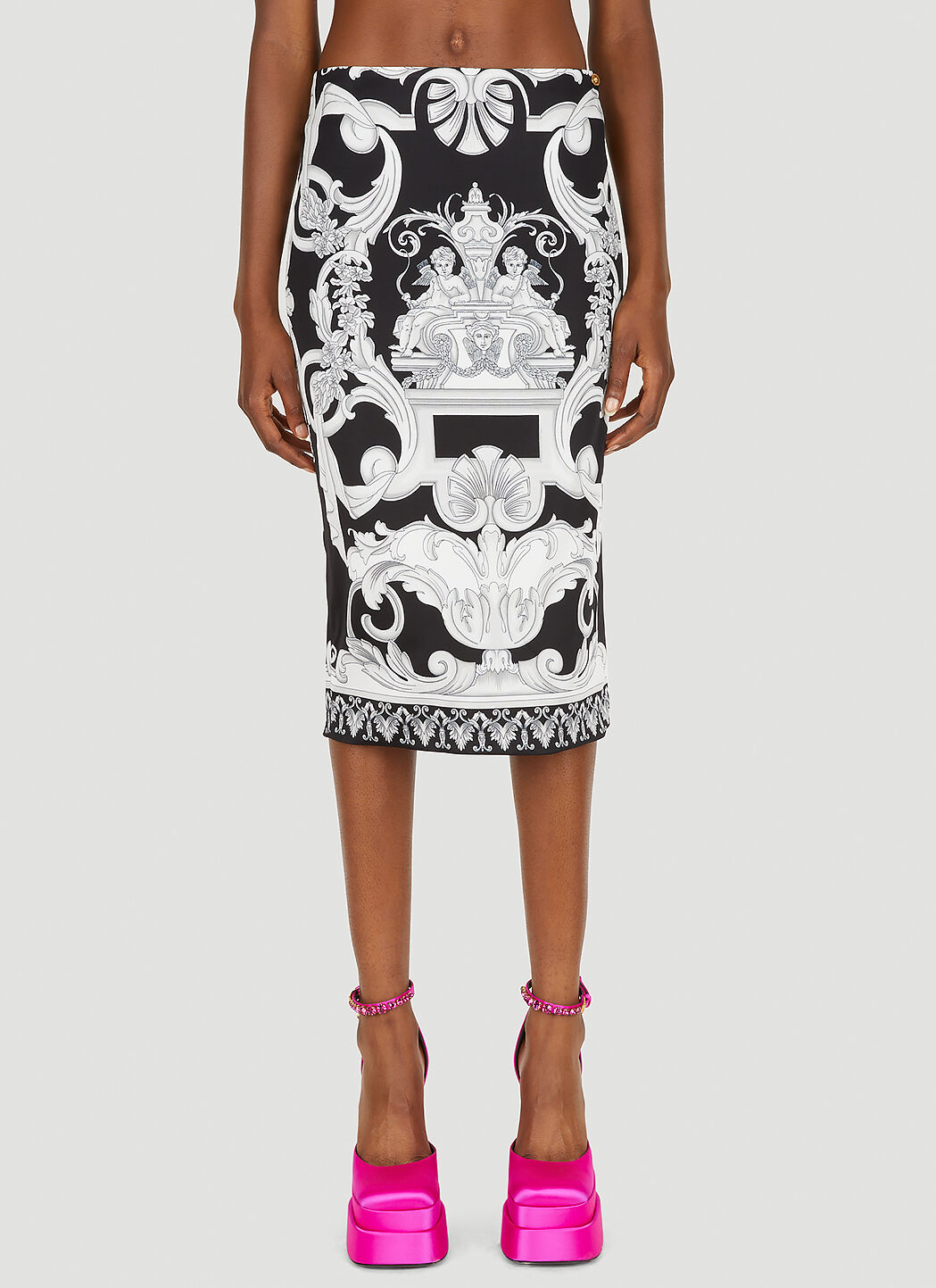 Versace black top pencil skirt
