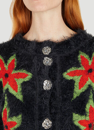 Chopova Lowena Fuzzy Flower Cardigan Black cho0250010