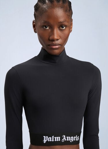 Palm Angels Classic Logo Long-Sleeved Mockneck Top Black pma0264248