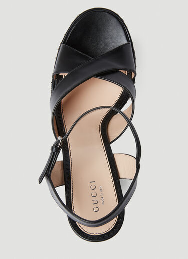 Gucci Interlocking G Stud Platform Sandals Black guc0251160