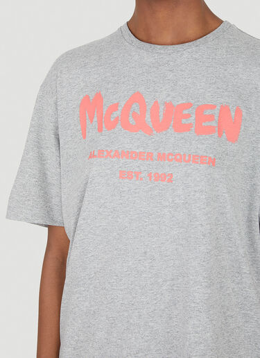 Alexander McQueen 로고 프린트 티셔츠 그레이 amq0247006