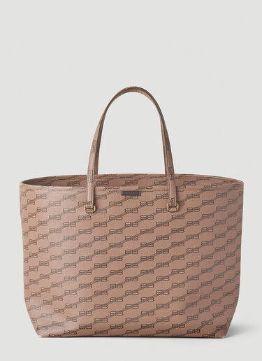 Signature Monogram Shopper Tote Bag Balenciaga Signature Monogram Shopper Tote Bag Brown bal0251076