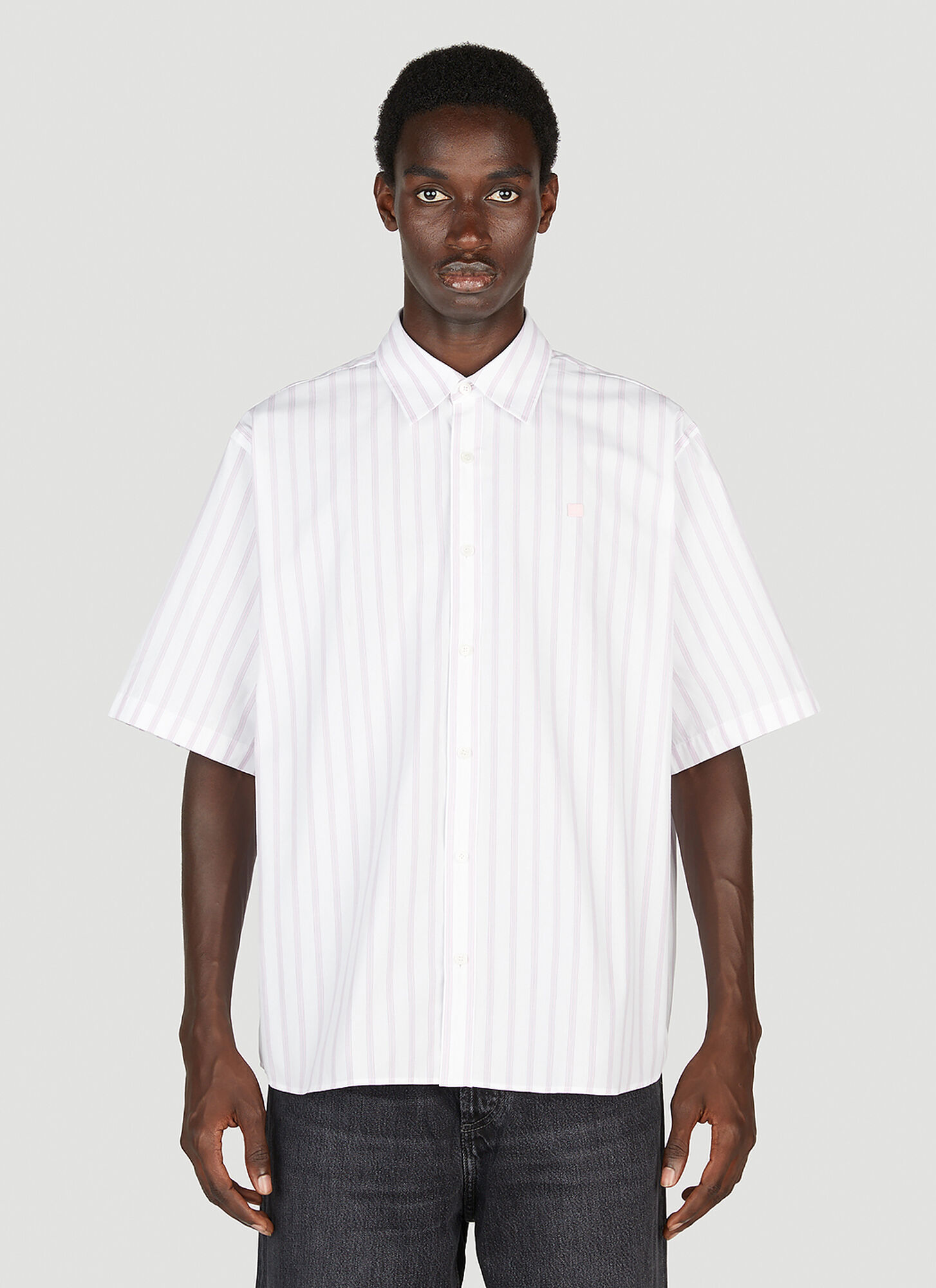 Acne Studios Striped Short Sleeve Shirt In White