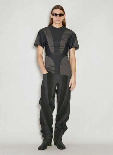 二種類の素材製 T シャツ Mugler 二種類の素材製 T シャツ ブラック mug0154004