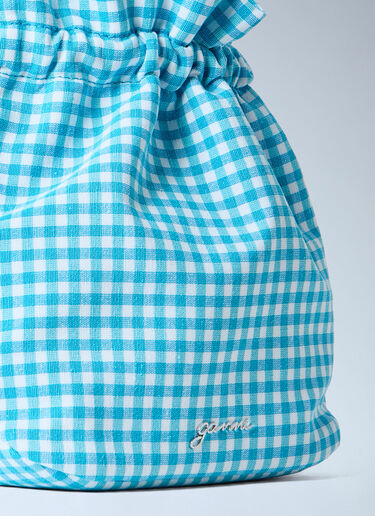 LN-CC® - GANNI: Mini Pouch in Printed Cotton - Blue GANNI Mini Pouch in Printed Cotton Blue gan0265035