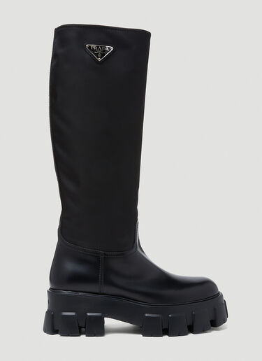 Prada Leather and Re-Nylon Monolith Boots Black pra0249026