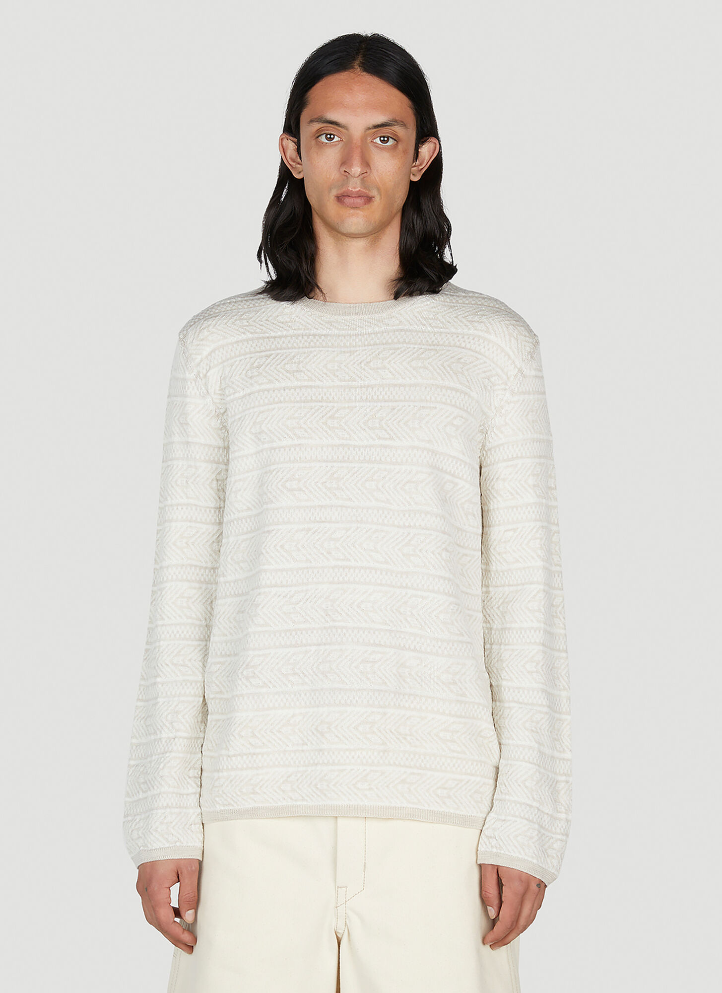 Comme Des Garçons Shirt Jacquard Sweater In Cream